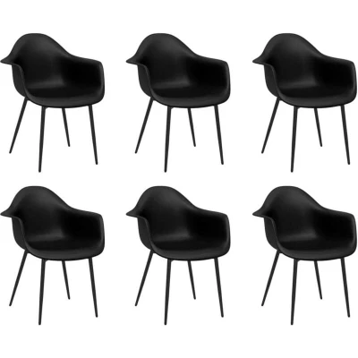 Image of vidaXL Dining Chairs 6 pcs Black PP