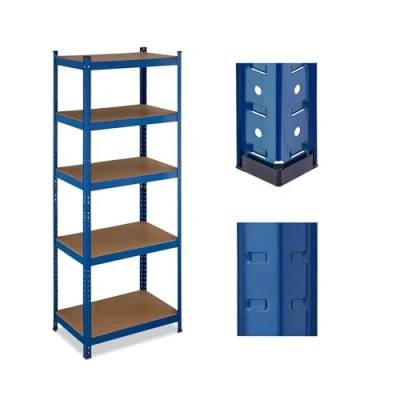 Image of Relaxdays Heavy Duty Shelving, up to 500 kg, Dividable, Cellar, Garage, Plug in Storage, 180 x 70 45 cm, Steel, Blue