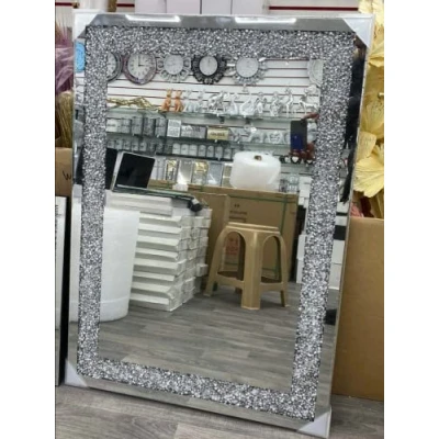Image of Biznest 104X74Cm Large Jewel Wall Mirror Loose Diamante New Crystal Rectangular Room Decoration Ideas Eye Catching Design