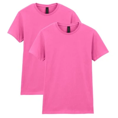 Image of Gildan Women&#039;s Fitted Cotton T Shirt, 2 Pack, Azalea, Large