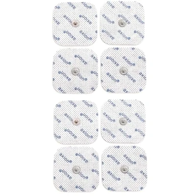 Image of 8 axion electrodes compatible with SANITAS &amp; BEURER devices 45x45 mm TENS EMS pads for electrostimulation machines 3.5mm snap button