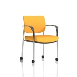 Image of Brunswick Deluxe Chrome Frame Back Seat Yellow With Arms/Castors