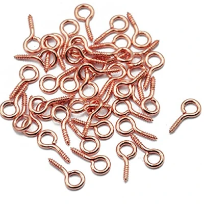 Image of Suneast 200 Pcs Mini Screw Eye Pins Hooks Eyelets Threaded Bails for Jewelry Making Findings, DIY Crafts, Resin, Beads Rose Gold 4 * 8mm
