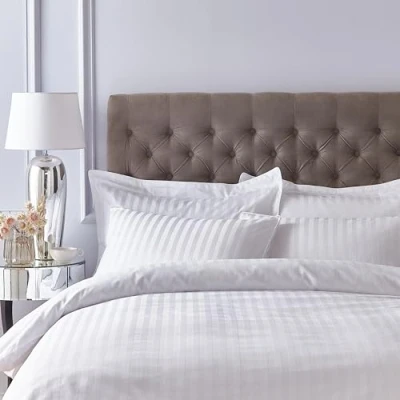 Image of Bianca 300 Thread Count Cotton Satin Stripe Standard Pillowcase Pair White