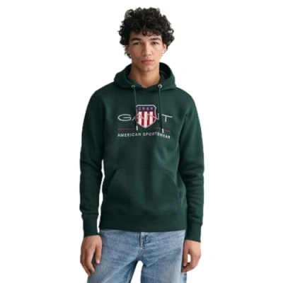 Image of GANT Archive Shield Hoodie, Men&#039;s, Size: Small, Grün (tartan green)