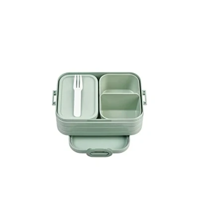 Image of Mepal Bento Box Midi Lunch with for 2 Sandwiches or 4 Slices of Bread Sandwiches, Small Snacks &amp; Left Overs Adults Nordic sage