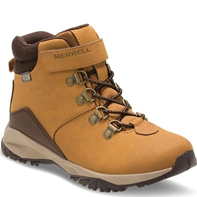 Image of Merrell Boys’ ml B Alpine Casual Waterproof High Rise Hiking Boots, Orange (Wheat), 10 UK 29 EU