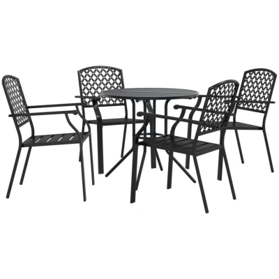 Image of vidaXL Stackable Garden Chair Set 5 pcs Anthracite Powder coated Steel