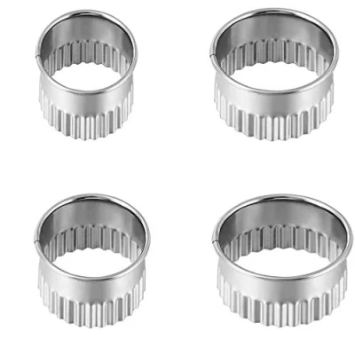 Image of 4 pcs Cookie Cutters Round Biscuit Mold Stainless Steel Circle Scone Cutter for Kids, Baking Dough, Pastry, Donut, Fondant, Fruit, Vegetable, DIY Cake Decoration