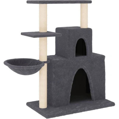 Image of vidaXL Cat Tree with Sisal Scratching Posts Dark Grey 83 cm