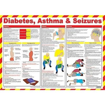 Image of Safety First Aid Group Diabetes, Asthma and Seizures Poster, Laminated, 59x42cm