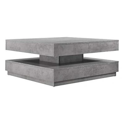 Image of [en.casa] Coffee table Florenz 76 x 38 cm Side with swivelling top and shelf Living room Sofa Concrete look