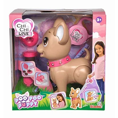 Image of Simba 105893264 Chi Love Poo Puppy Chihuahua Dog Toy Plastic for Walking with Lead, Treats and Accessories, Children from 3 Years, Multi Coloured