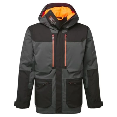 Image of Portwest EV461 Men&#039;s Waterproof Winter Parka Insulated Breathable Reflective Workwear Rain Jacket with Hood and Taped Seams Metal Grey, 3X Large