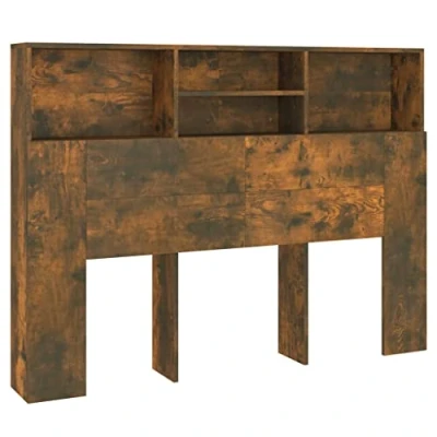 Image of vidaXL Headboard Cabinet Home Bedroom Furniture Accessory Wall Bed Bookcase Backboard Smoked Oak 140x19x103.5 cm