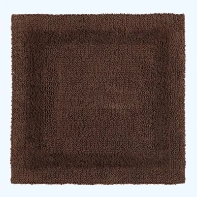 Image of HOMESCAPES Small Bath Mat, Luxury 1600gsm Extra Soft 100% Cotton, Reversible Bathroom Mats Non Slip, Washable, Super Absorbent, Quick Dry Chocolate Brown Rug 50x50 cm Square
