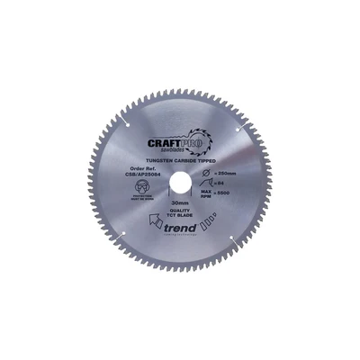 Image of Trend Aluminium &amp; Plastic Circular Saw Blade, 165mm Diameter, 20mm Bore, 48 Teeth, TCT, 2mm Kerf, 6 Hook, CSB/AP16548