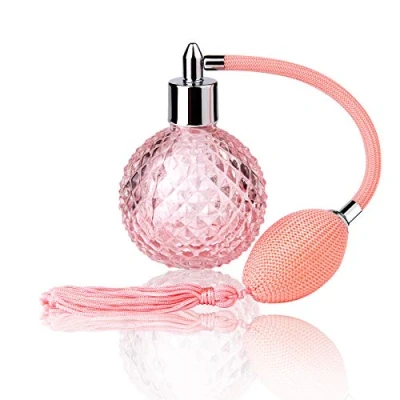 Image of Lamoutor Vintage Perfume Spray Bottle 100ml Pink Refillable with Long Tassel