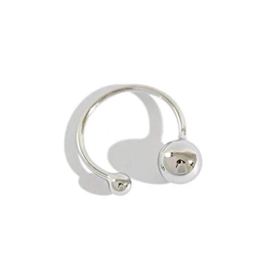 Image of Double Ball S925 Sterling Silver Statement Open Ring Minimalist Promise Adjustable Dainty Finger Band Engagement Rings for Women Girls Her Girlfriend Jewelry Gifts