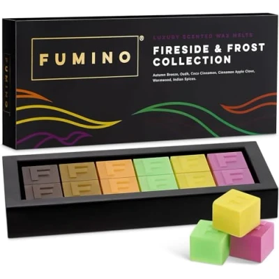 Image of Fumino Fresh Handmade Luxury Wax Melts Multipack Fireside &amp; Frost Bundle 12 6 Fragrances Strong Scented with Beeswax and Coconut Oil