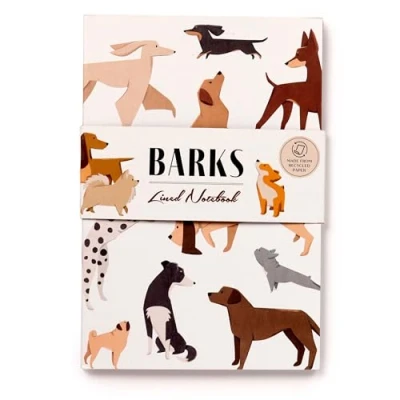Image of Puckator Barks Dog Recycled Paper A5 Notebook School Teacher Student Homework Study Planner Notepad Collage University Essentials Journals Planners Jotter Uni Gifts Stationery Supplies