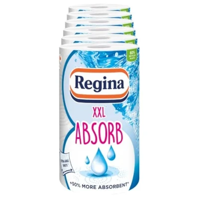 Image of Regina XXL Absorb Kitchen Roll 6 Rolls 75 Extra Large Sheets per 2 Layers for Increased Absorbency Big Spills FSC Certified Product