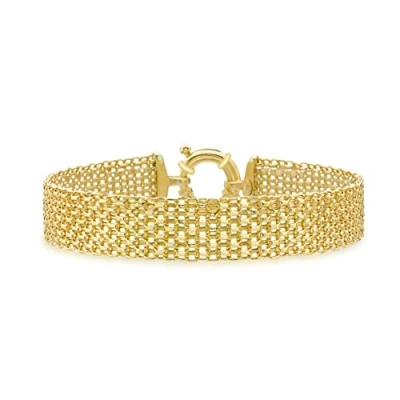 Image of Carissima Gold Women&#039;s 9ct Yellow Bismark Bracelet of 19cm/7.5&quot;