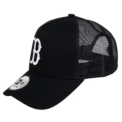 Image of New Era Boston Red Sox A Frame Trucker Cap Black White Edition One Size