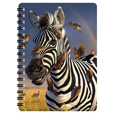 Image of 3D LiveLife Jotter Jailbird from Deluxebase. Lenticular Zebra A6 Spiral Notebook with Plain Recycled Paper Pages. Artwork Licensed Renowned Artist Jerry LoFaro