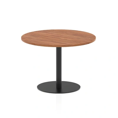 Image of Italia 1000mm Poseur Round Table Walnut Top 720mm High Black Leg
