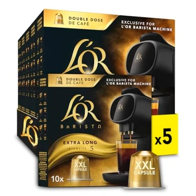Image of L&#039;OR BARISTA Extra Long XXL Coffee Pods Intensity 5 (5 x 10 Pack, Total 50 Pods)