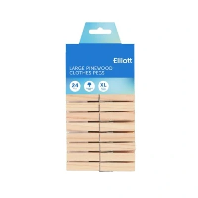 Image of Elliotts Pine Wood Large Pegs 24 Pack