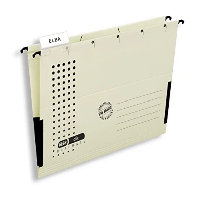 Image of Elba Chic Ultimate 85743CH Suspension File with Closed Sides and Linen Edge Protectors Pack of 25 Chamois Colour
