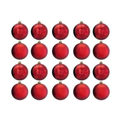 Image of Christmas Baubles Mini Tree Ball Decorations (20 pcs) Ornaments Balls Pendants 2.5cm Shatterproof Hanging Bauble Set for Xmas (RED)