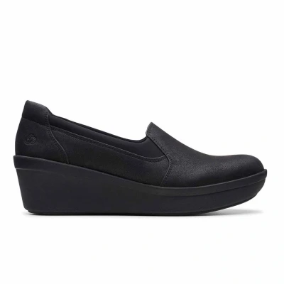 Image of Clarks Step Rose Moon Womens Wedged Slip On Casual Smart Shoes UK 3.5 / EU 36 Black
