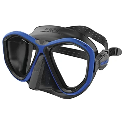 Image of SEAC Symbol, Made in Italy diving mask with two lenses and 3D buckle