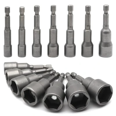 Image of SyiXute 14 Pcs Magnetic Hexagon Socket,6 19mm Hex Shank Nut Setter Driver,1/4 Inch Deepen Socket,Hex Socket Spanner Adapter,Used to Electric Screwdriver Handle Tools