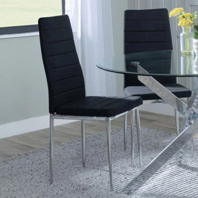 Image of URBANDECO Set of 6 Rovigo Black Fabric Dining Chair with Chrome Legs