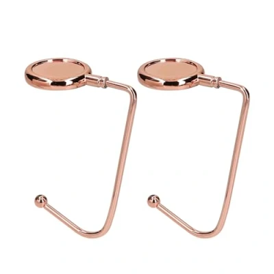 Image of kwmobile Purse Hooks for Table Set of 2 Metal Handbag Hook Holder Hand Bag Hanger Tables, Desks, Copper