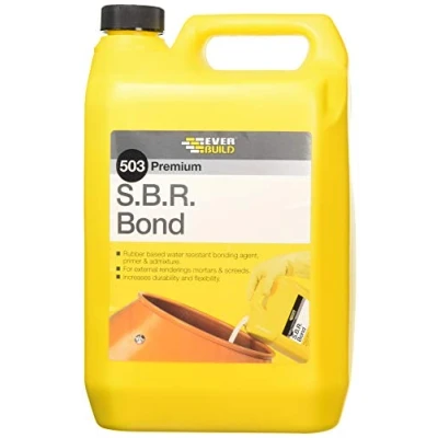 Image of Everbuild 503 Premium S.B.R. Bond Admixture Water Resistant Bonding Agent White 5 litre