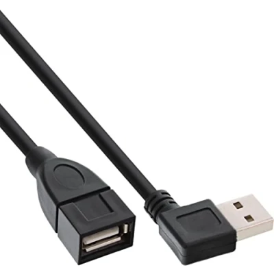 Image of InLine 34618R Smart 20ft Right Angle USB 2.0 Extension Cable Male to Female Type A 2 m Black