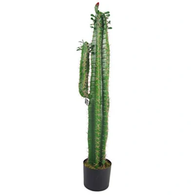 Image of Leaf Design UK Artificial Cactus in Black Pot, 110cm