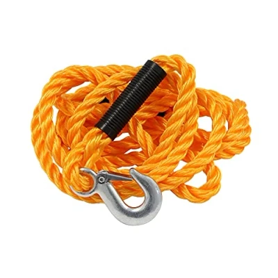 Image of Streetwize Braided Towing Rope with Metal S Hooks 2 Tonne Yellow, 3.5 Metre Ideal For Towing: Small Cars and Vans