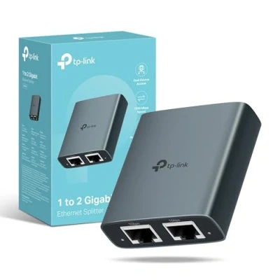Image of TP Link EH210 Ethernet Splitter,1 to 2 Gigabit Network Switch,1000Mbps High Speed Switch,Plug and Play,LAN RJ45 Internet Splitter with Ethernet/USB Cable for Router,Laptop/PC,TV,Xbox