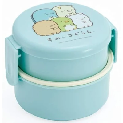 Image of Skater Sumikko Gurashi Standard Round Shaped 2 Staged Bento Lunch Box Blue Made in Japan ONWR1