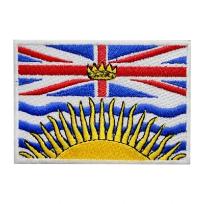 Image of British Columbia Flag Patch, Canadian Embroidered Iron on Sew Patch Badge for Clothes etc. 9X6 cm