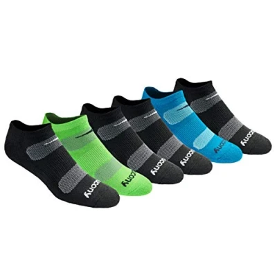 Image of Saucony Men&#039;s Multi Pack Mesh Ventilating Comfort Fit Performance No Show Socks, Black Fashion (6 Pairs), Shoe Size: 6 9