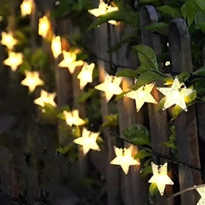Image of FANSIR Solar String Lights Garden, 100LED Star Fairy Outdoor Powered Led Light Waterproof 8 Modes Decorative for Garden Patio Yard Home Wedding Party, Warm White