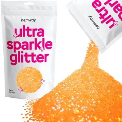 Image of Glitter Fluorescent Orange Ultra Sparkle Sequins Nail Face Festival Christmas Halloween Makeup Extra Chunky 100g / 3.5oz
