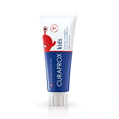 Image of Curaprox Children&#039;s Toothpaste CS Kids Strawberry, 60ml Strawberry for 2 + Years with 950 ppm Fluoride SLS Free, Microplastic Free &amp; Triclosan Toothpaste., Clear